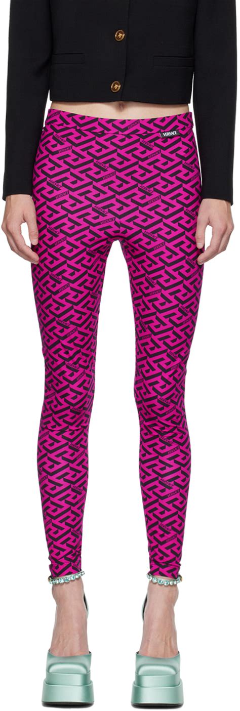 pink versace leggings|Versace greca leggings.